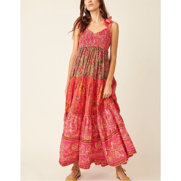 Free People Dresses & Skirts - NWT Free People Bluebell Maxi in Magenta Combo Floral Pink Dress small